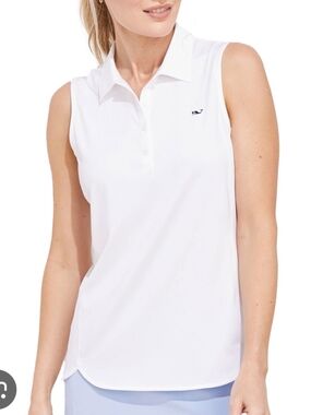Vineyard Vines Womens White Sleeveless Polo Tank with Whale Logo